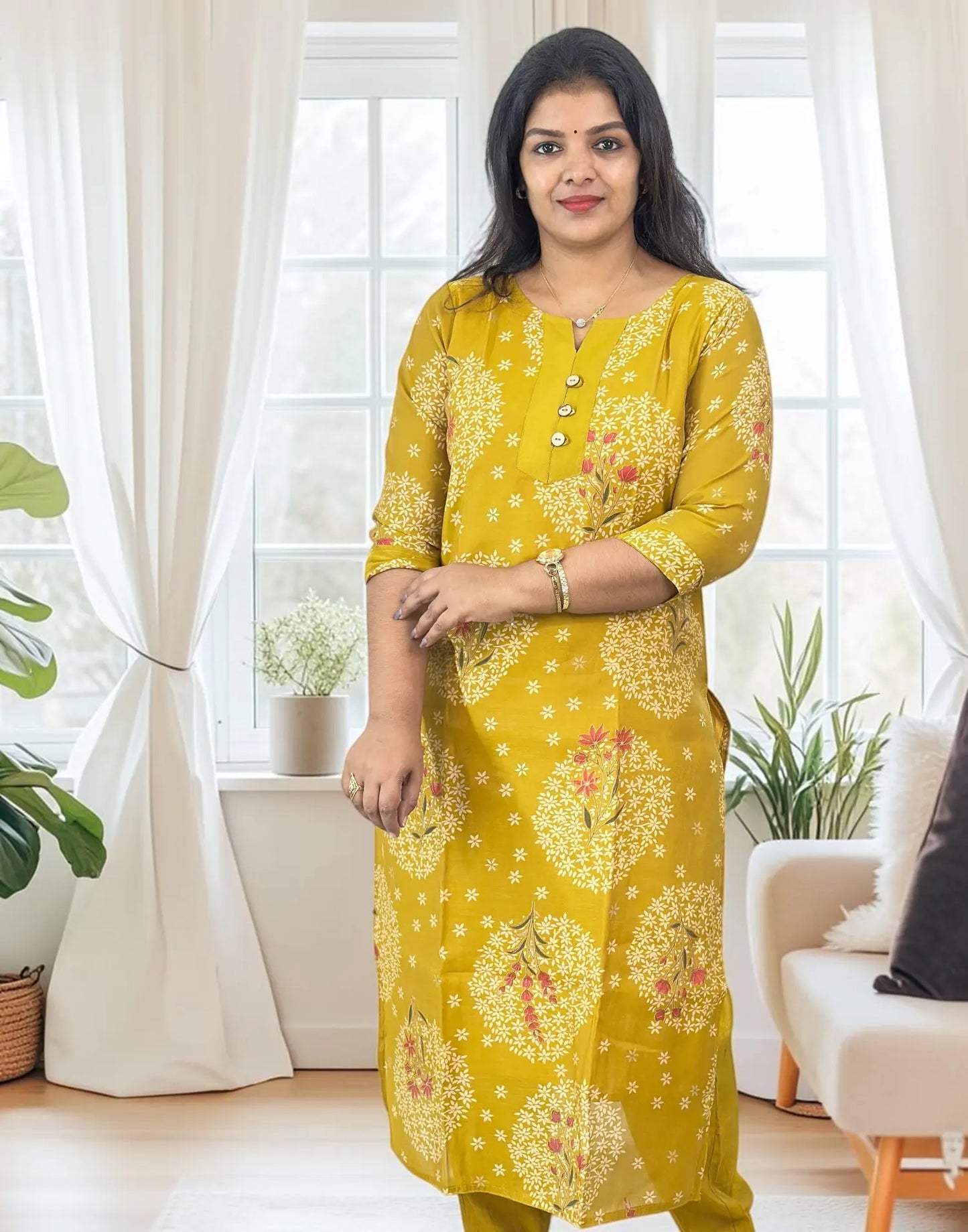 KURTIS MUSTARD YELLOW 080826K - ELENTRA DESIGNS BY NIMI HEINS