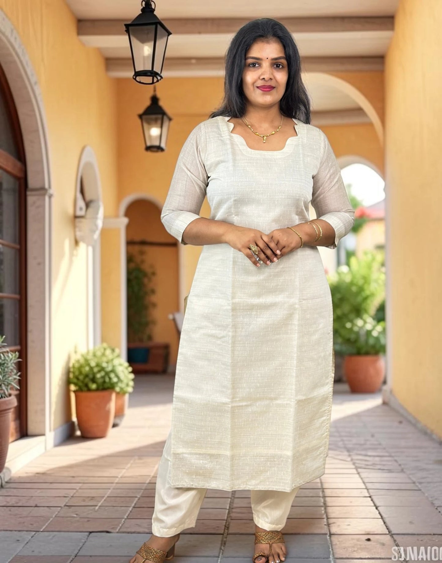 KURTI SET BEIGE E7217 140826KS - ELENTRA DESIGNS BY NIMI HEINS