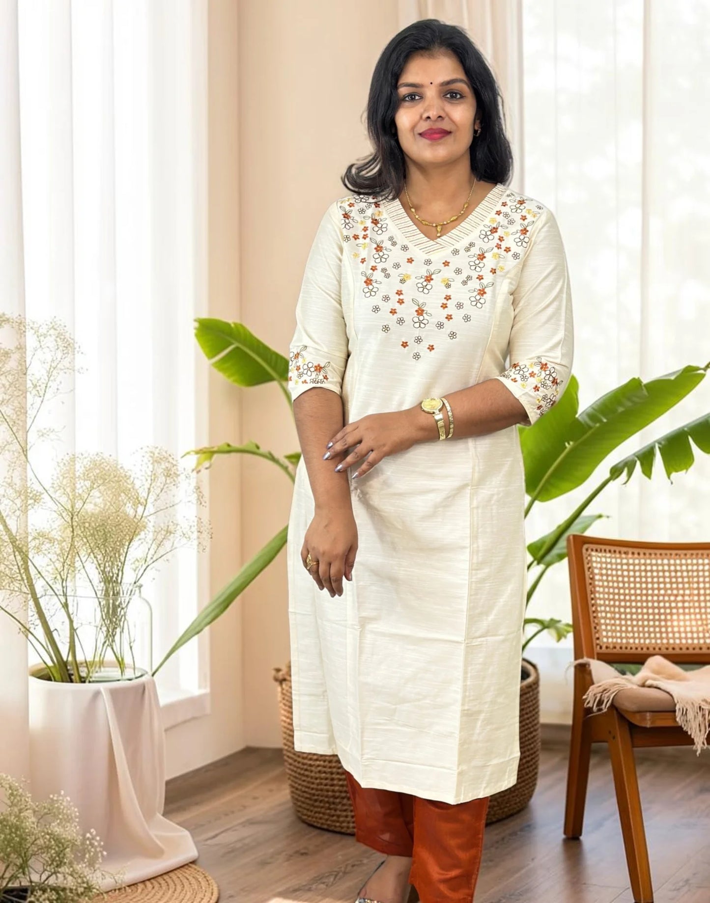 KURTIS DESIGNER EMBROIDERY OFF WHITE E7236 190826EK - ELENTRA DESIGNS BY NIMI HEINS