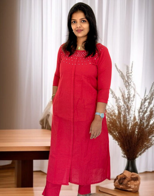 150525K (E6089) CO-ORD SET - Dusty Red