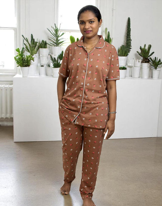 260525HW (E5442-E5443) PYJAMA SET - Chocolate