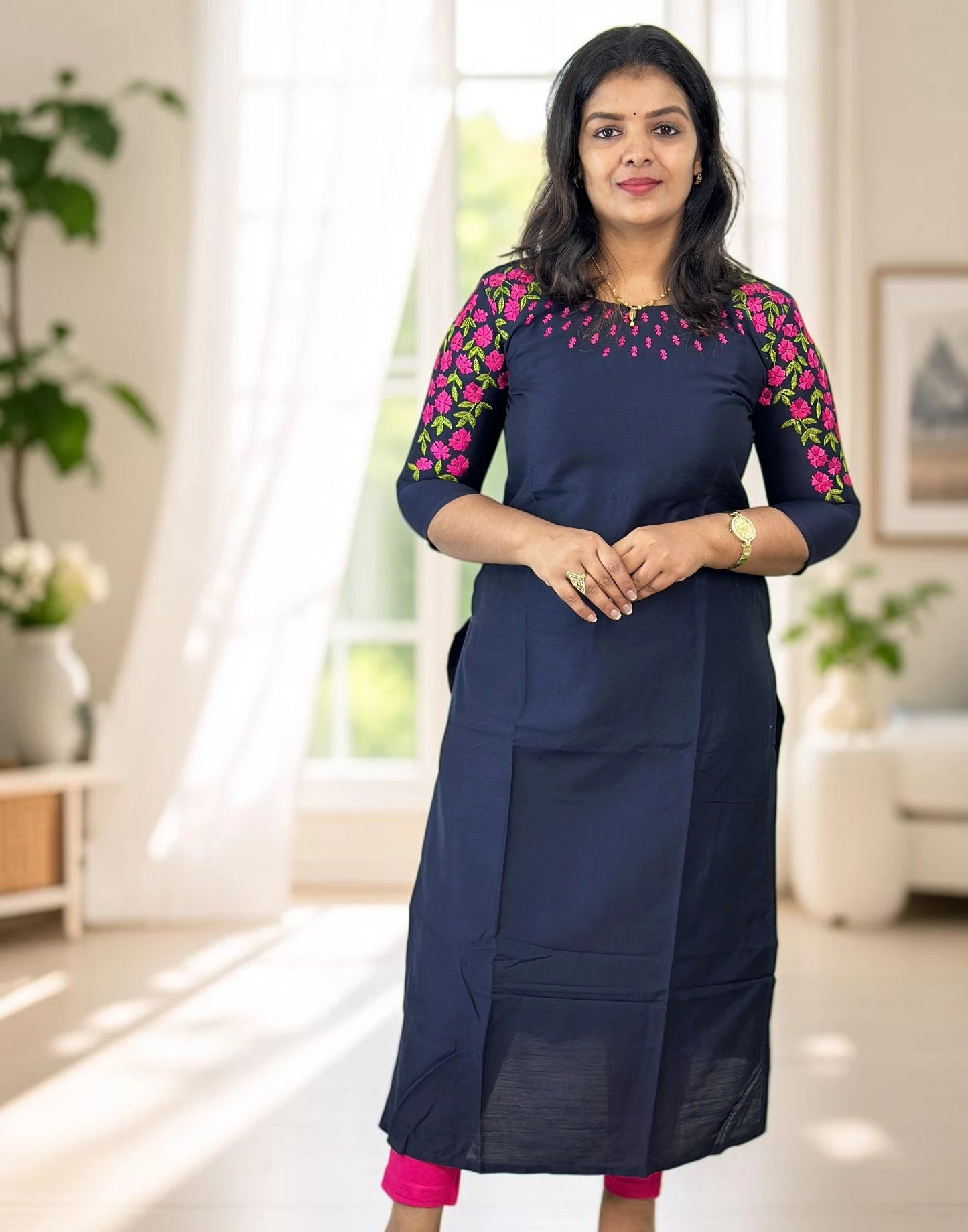 KURTIS DESIGNER EMBROIDERY DARK BLUE E7212-E7213 240826EK