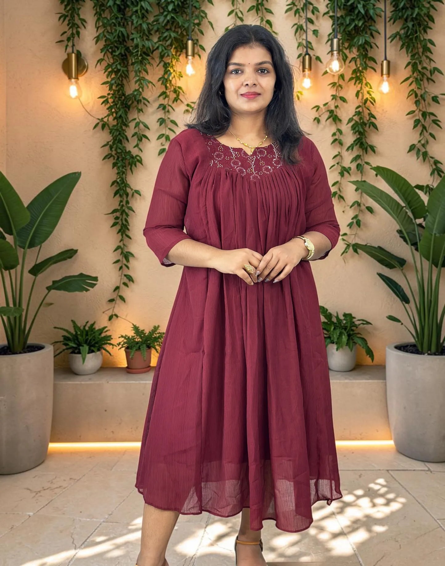 DRESSES A-LINE BURGANDY MAROON E7282 270826AD - ELENTRA DESIGNS BY NIMI HEINS