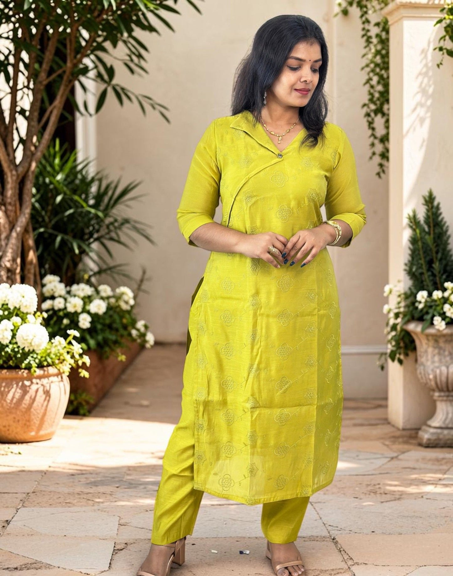KURTI SET LEMON GREEN E7291 030926KS