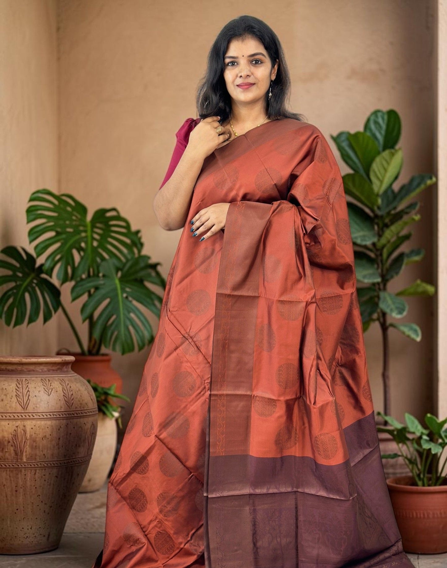 SAREE SOFT SILK RUST E7242 030926S