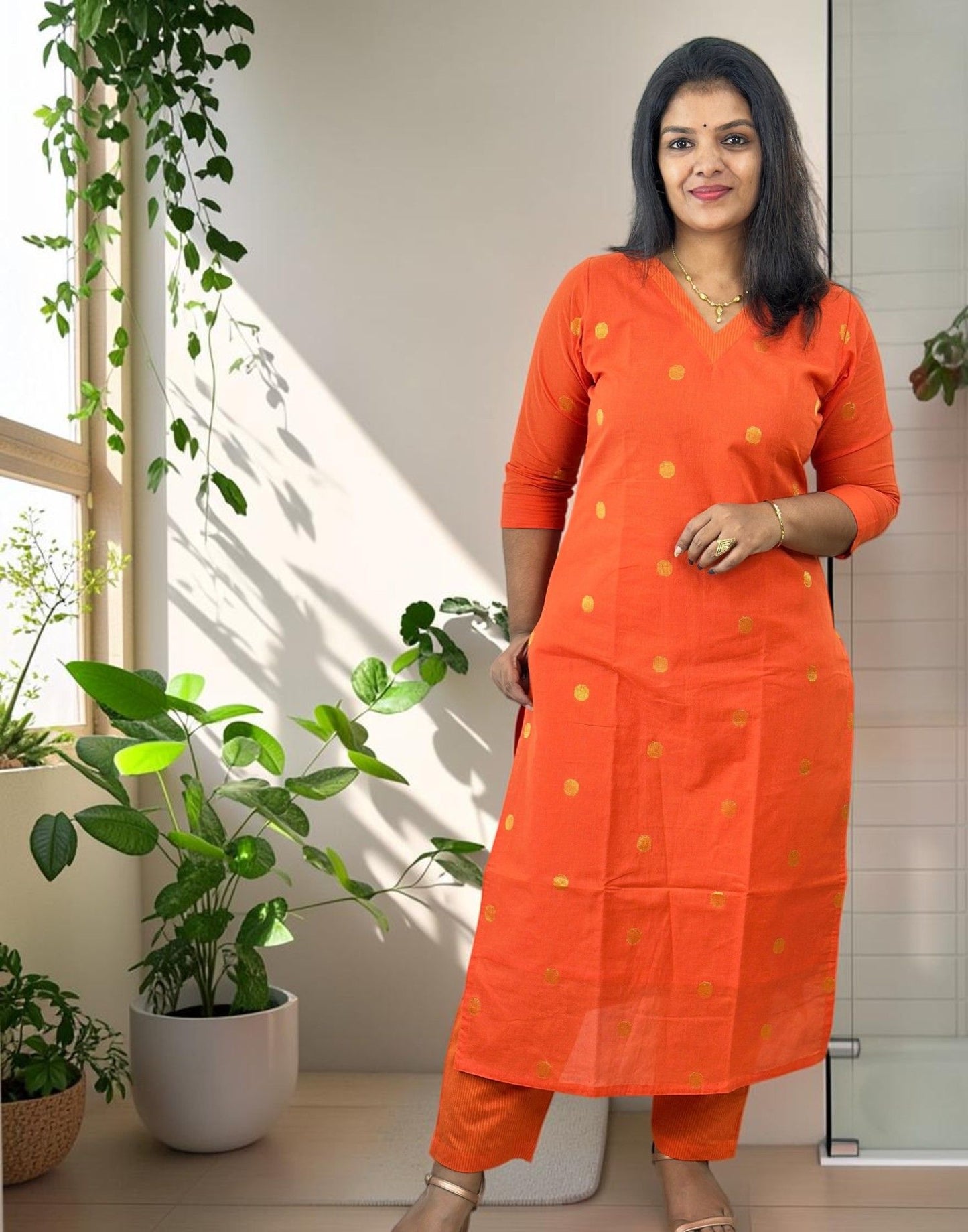 KURTI SET ORANGE E7297 080926KS