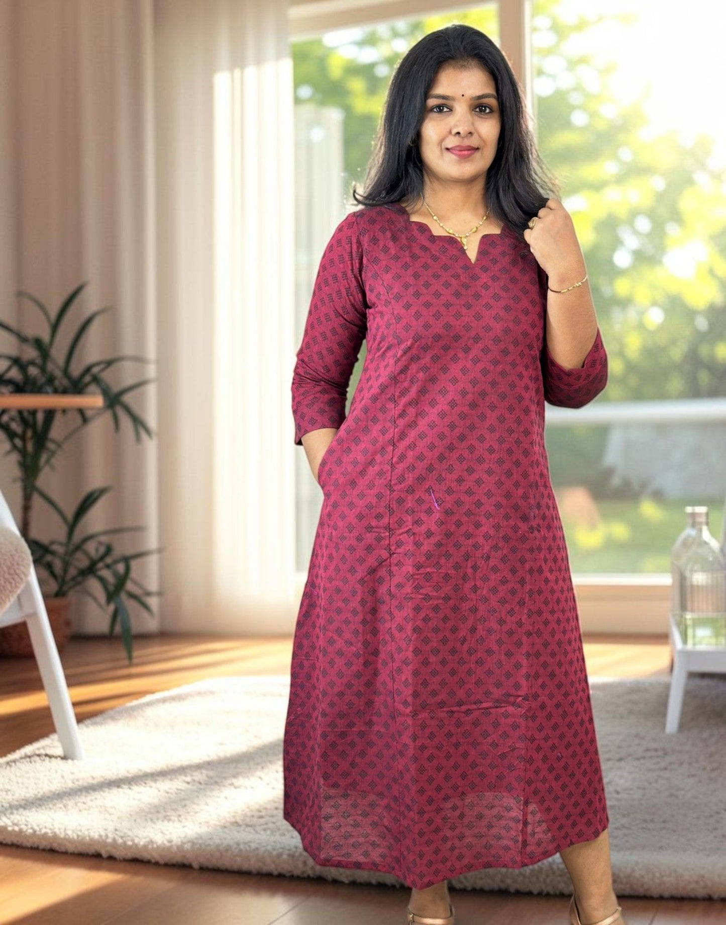 KURTIS A-LINE DARK MAROON E7296 090926AK