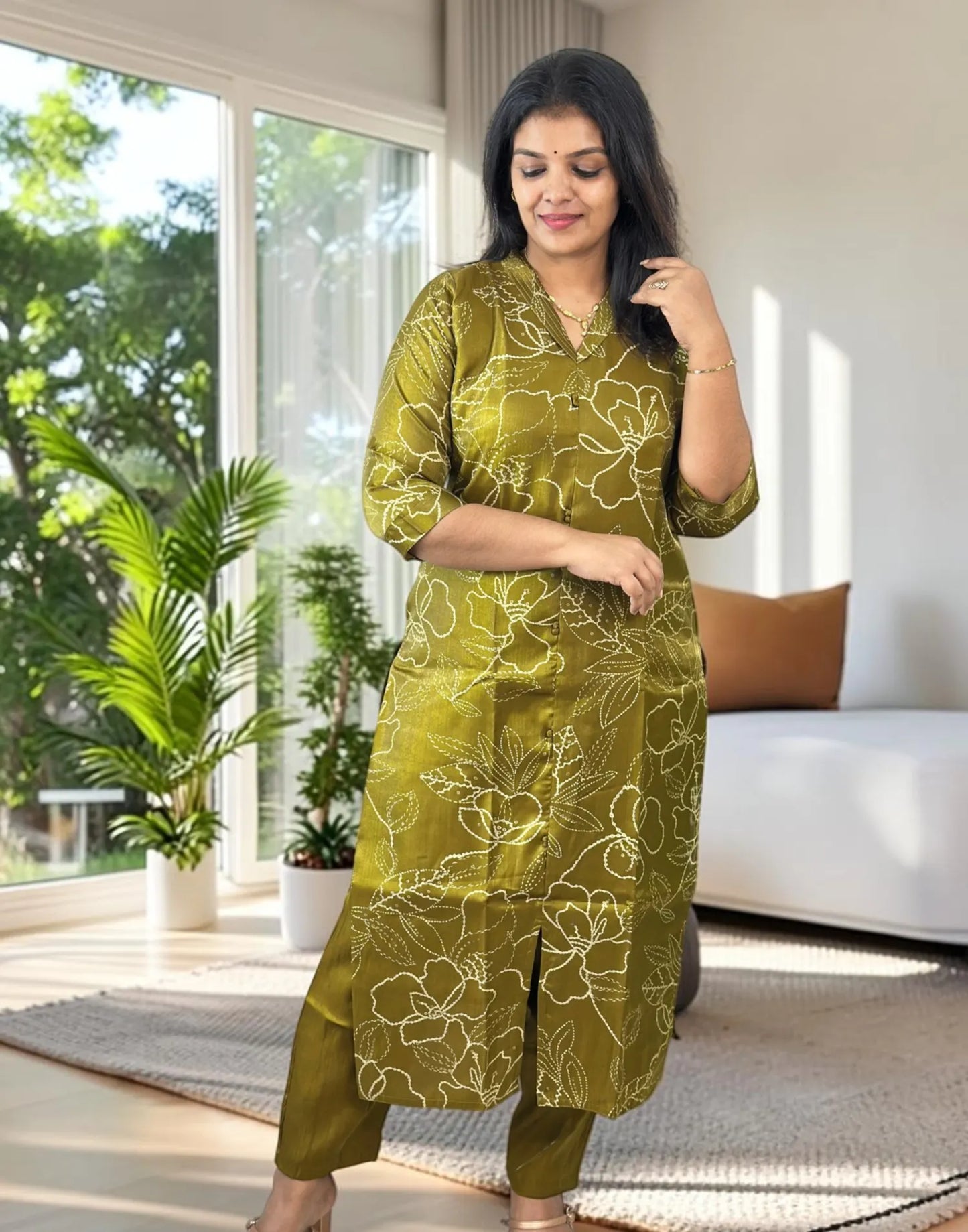 KURTI SET MEHANDI GREEN E7294 100926KS