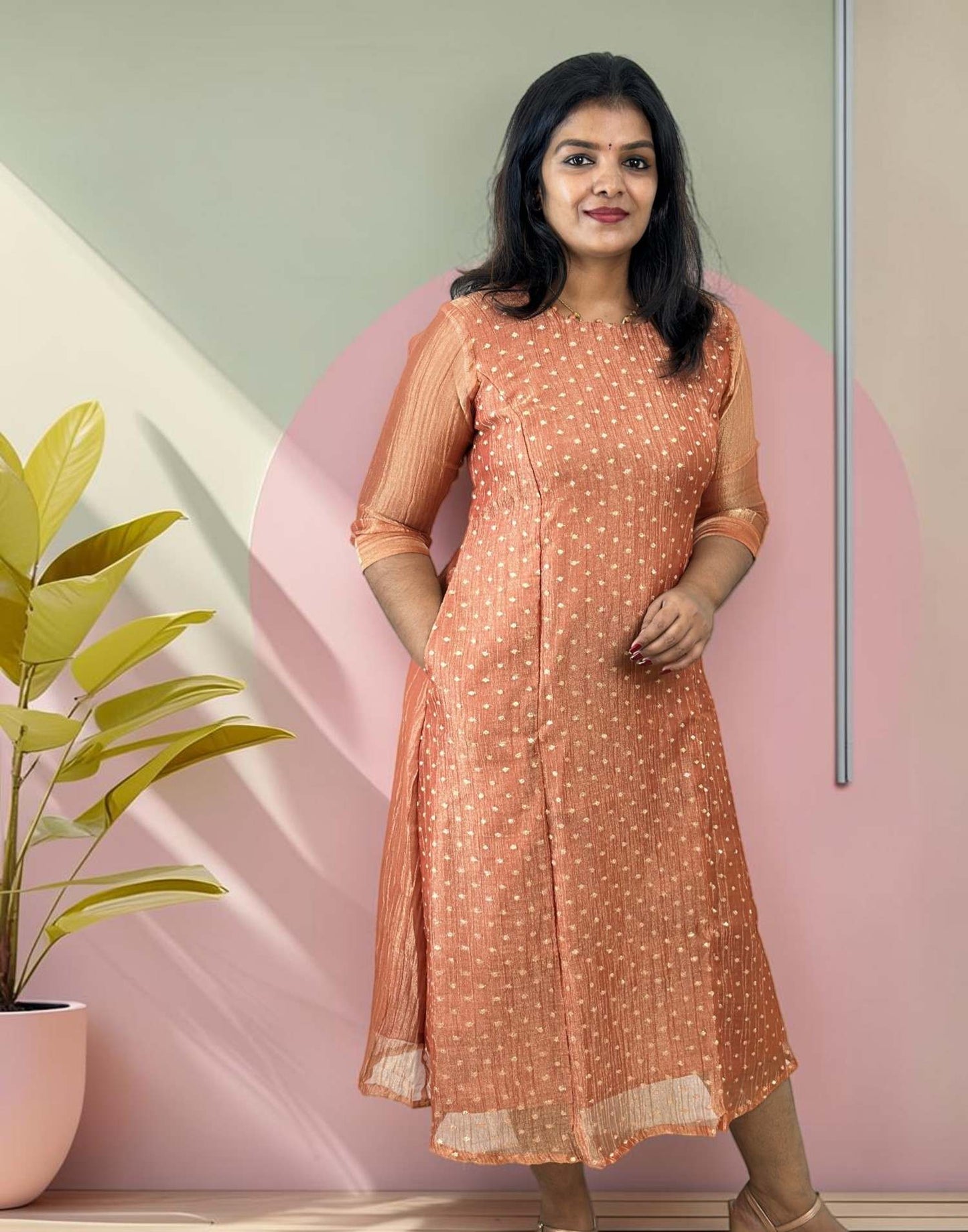 KURTIS A-LINE GOLDEN PEACH E7321 120926AK