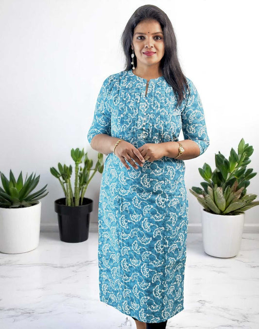 150625OK (E6188) OFFER ZONE SLITTED KURTIS - Blue