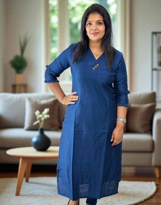 020725CK (E6216) CASUAL KURTI - Midnight Blue