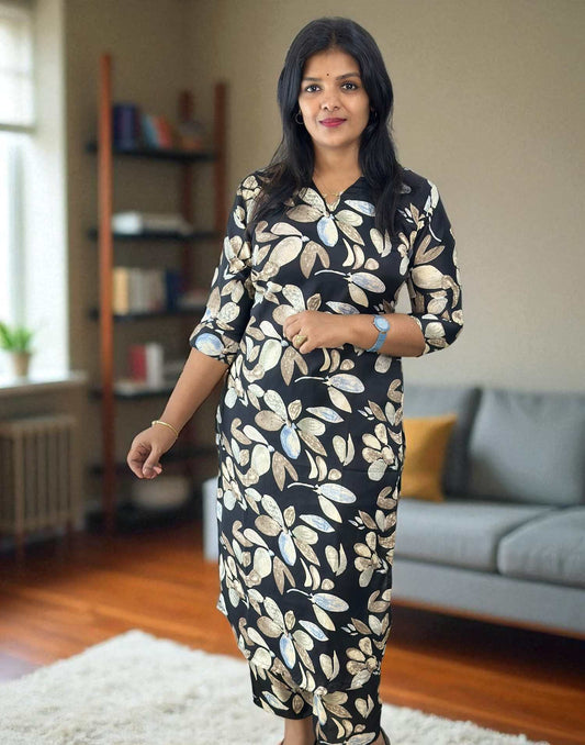 140725CS (E6237) HOME WEAR / DAILY WEAR CO-ORD SET - Black