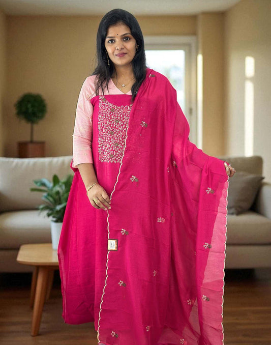 180725ML (E6243) UN-STITCHED SETS - Rani Pink