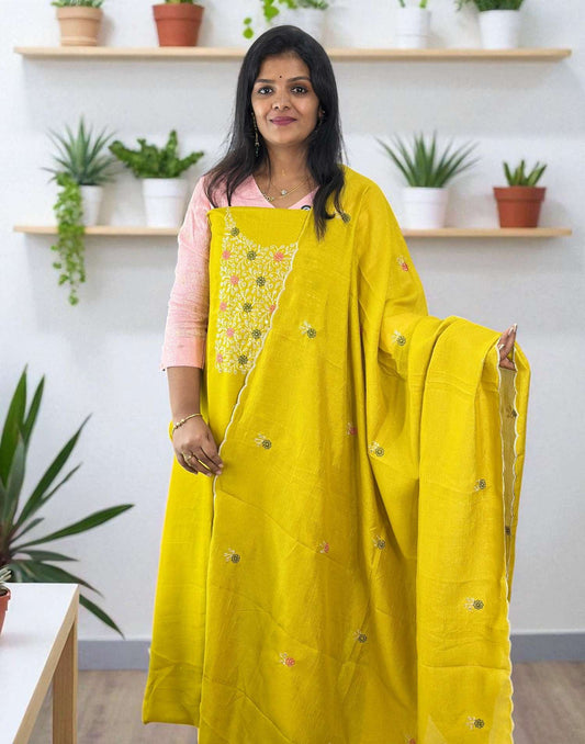 180725ML (E6243) UN-STITCHED SETS - Lemon Yellow