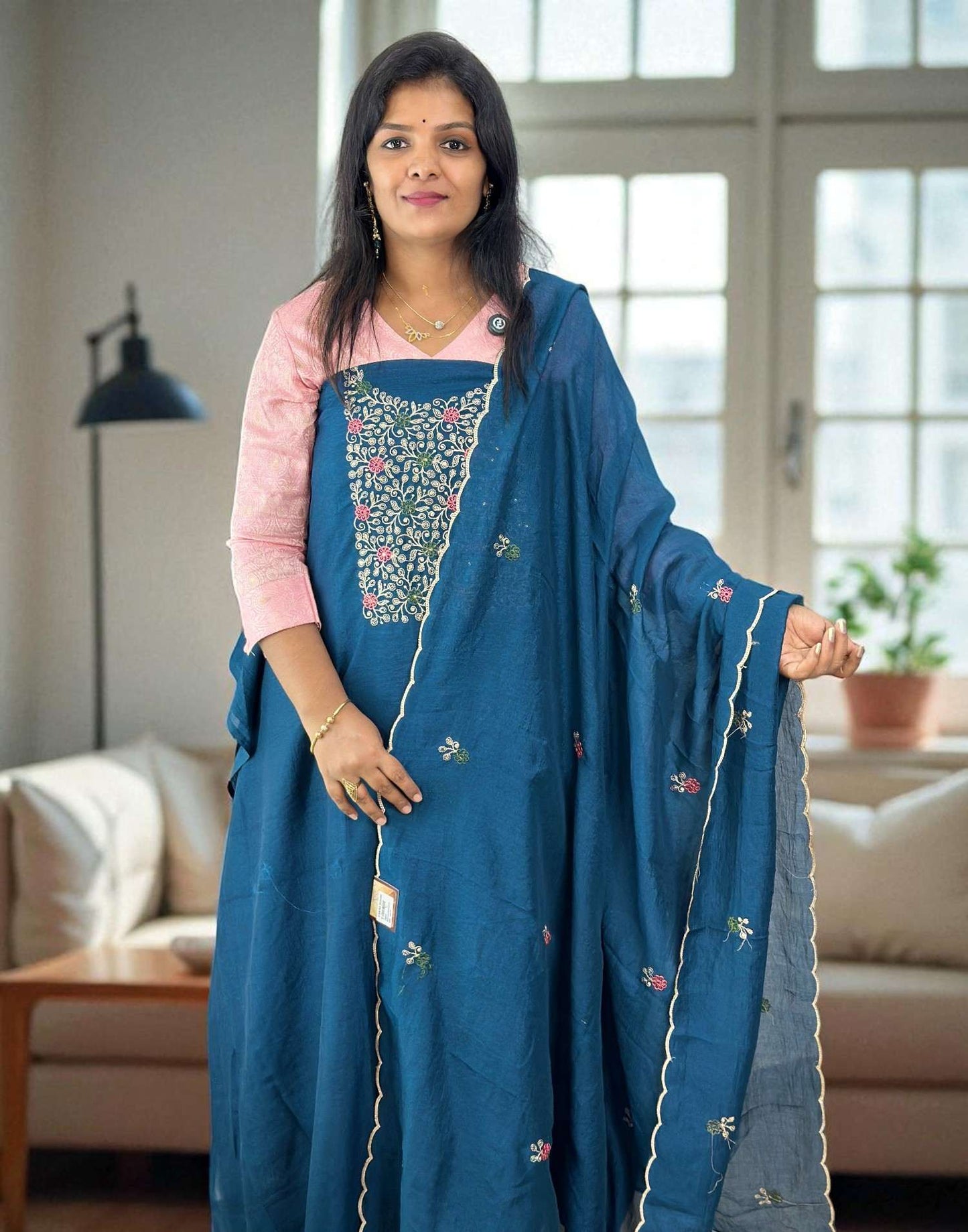 180725ML (E6243) UN-STITCHED SETS - Peacock Blue