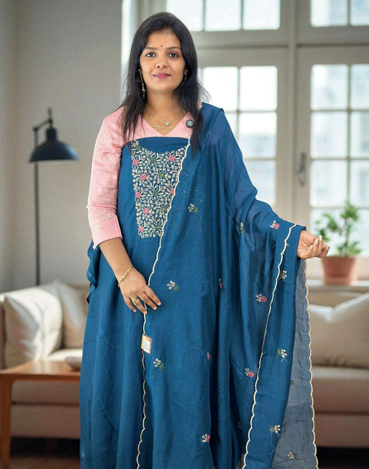 180725ML (E6243) UN-STITCHED SETS - Peacock Blue