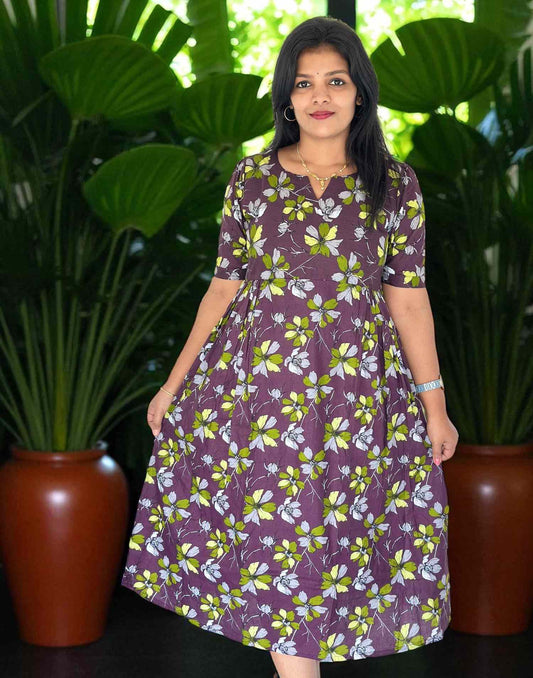 230725FK - COTTON FROCK KURTI - Purple
