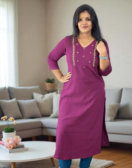 240725HK (E6254) - HANDWORKED KURTI - Wine