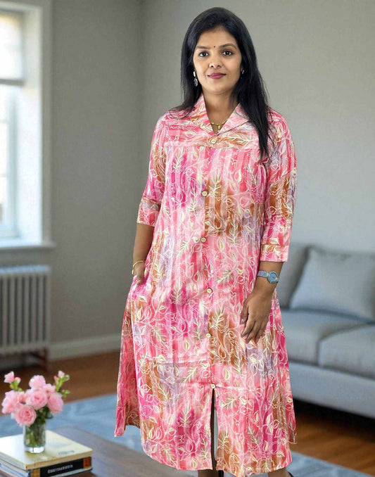 240725HK (E6254) - A-LINE KURTI - Pink