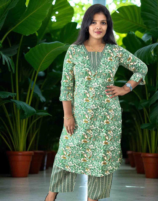 240725CS (E6248) SLITED CO-ORD SET - Green