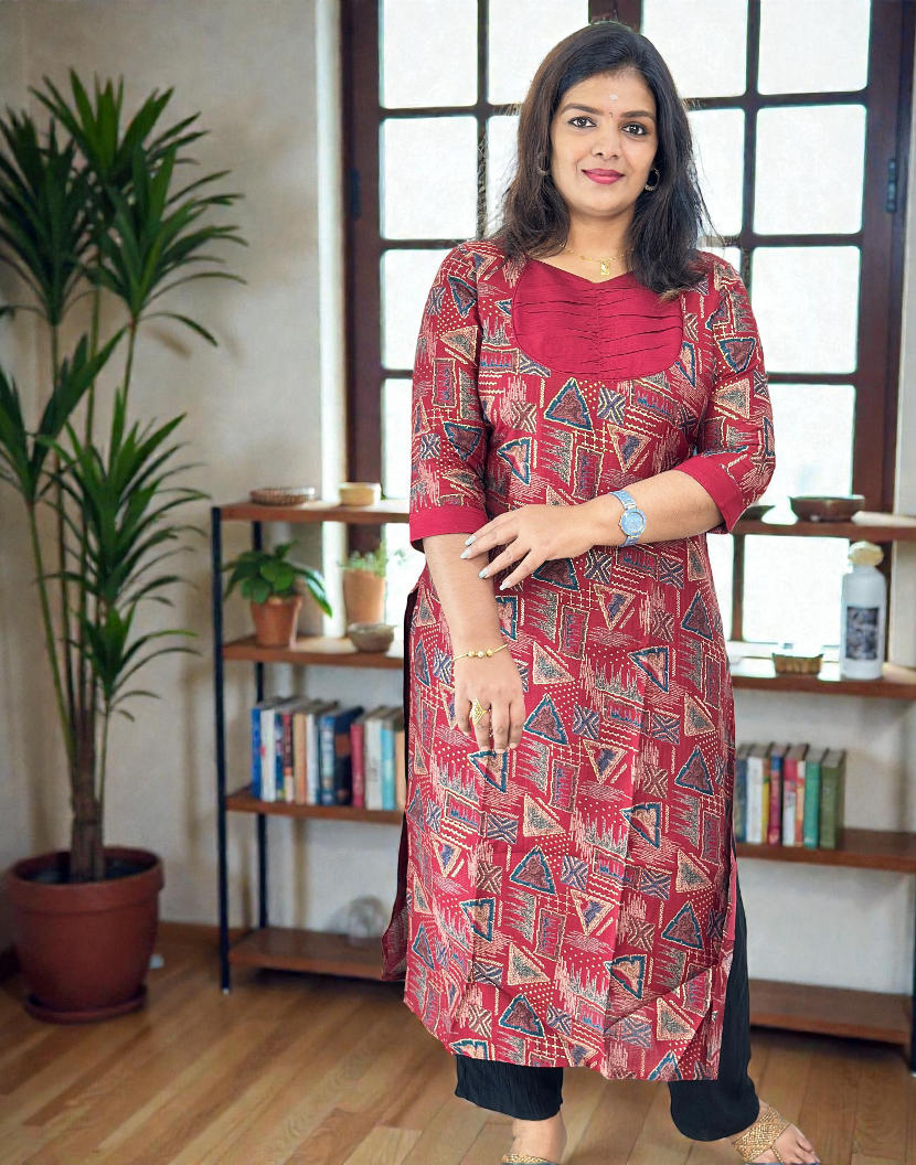 060126K (E6690) KURTI - Maroon