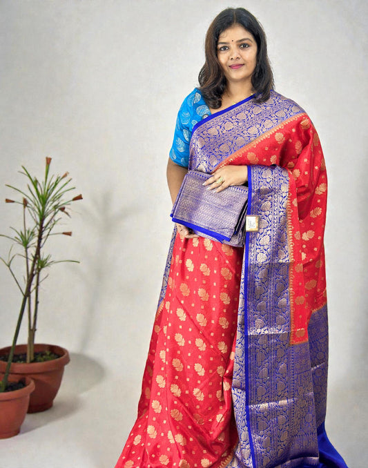 080126S (E6693) SAREE - Red n Blue