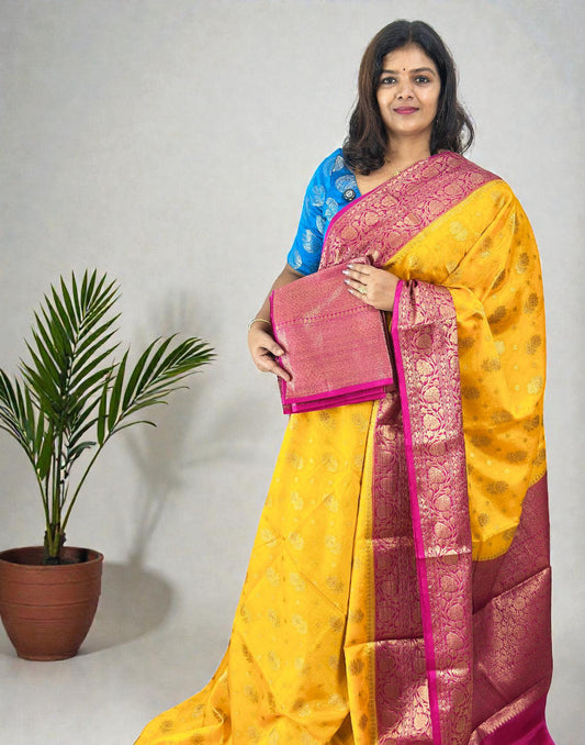 080126S (E6693) SAREE - Yellow n Pink