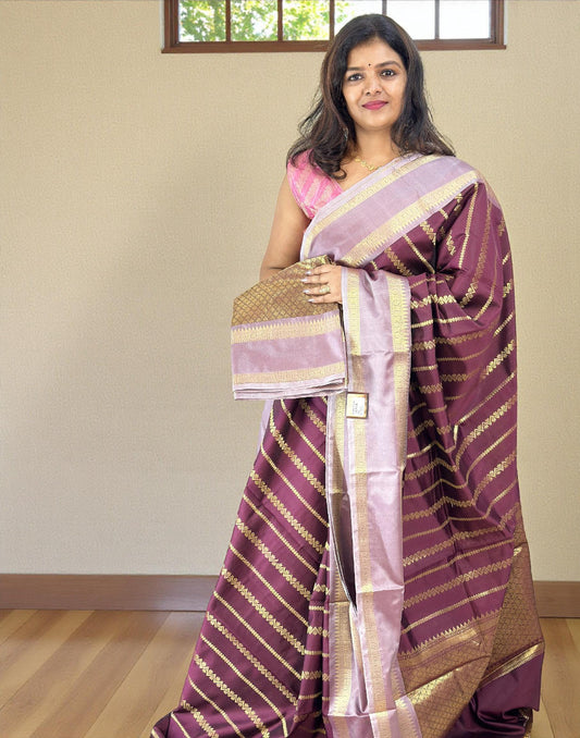 120126S (E6694) SOFT SILK SAREE - Purple n Lilac - ELENTRA DESIGNS BY NIMI HEINS