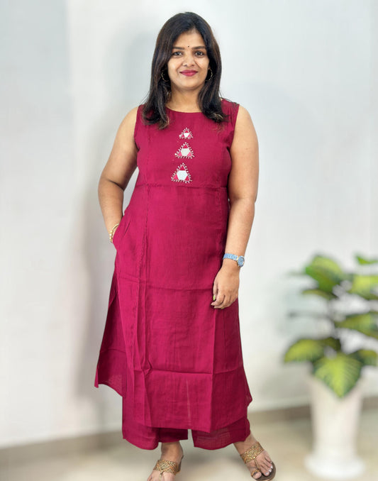 A-LINE CO-ORD SET DARK MAROONISH WINE 190126CS E6724 - ELENTRA DESIGNS BY NIMI HEINS