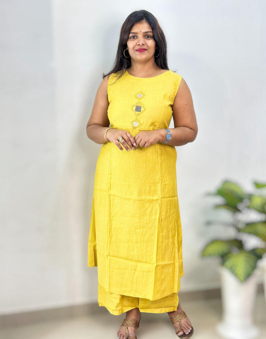 A-LINE CO-ORD SET YELLOW 190126CS E6724 - ELENTRA DESIGNS BY NIMI HEINS