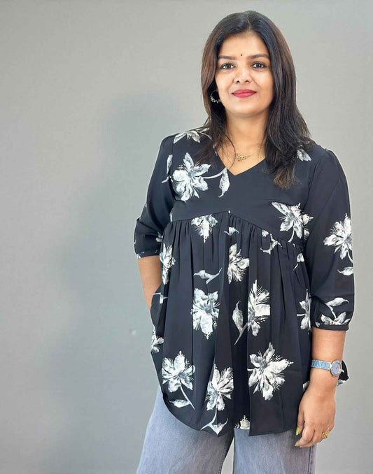 SHORT TOP BLACK E6716 210126ST - ELENTRA DESIGNS BY NIMI HEINS