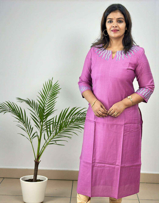 DESIGNER EMBROIDERY KURTI ONION PINK E6616-E6617 240126EK - ELENTRA DESIGNS BY NIMI HEINS