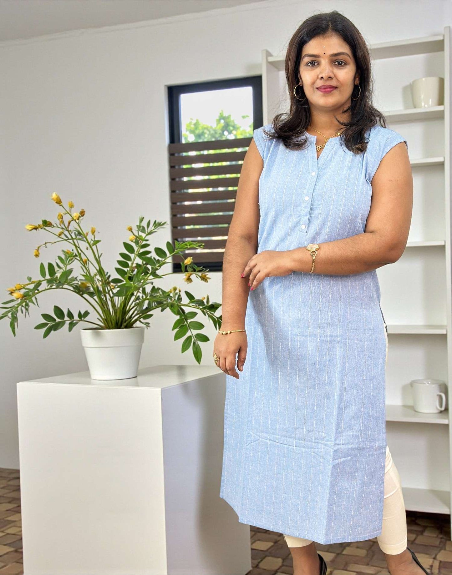 CASUAL KURTI BLUE E6738 270126CK - ELENTRA DESIGNS BY NIMI HEINS