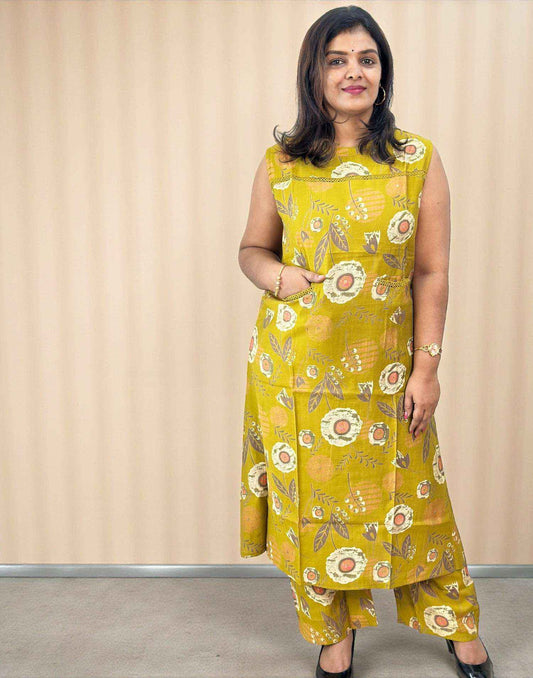 CO-ORD SET LEMON YELLOW E6725 260126CS - ELENTRA DESIGNS BY NIMI HEINS