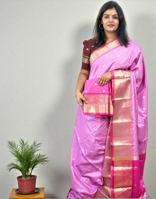 SOFT SILK SAREE LAVENDER PINK E6747 010226S - ELENTRA DESIGNS BY NIMI HEINS
