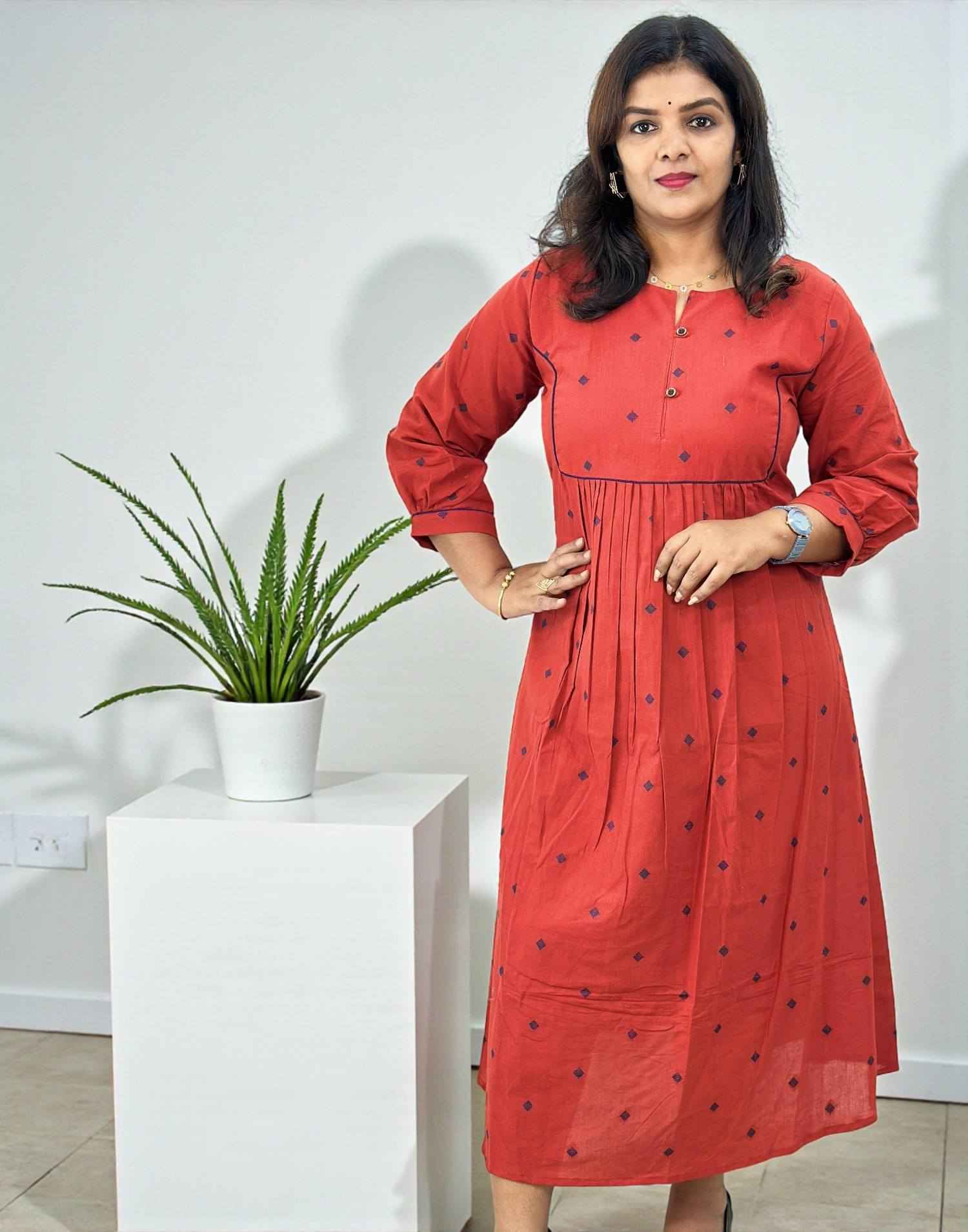 COTTON DRESSES RUST E6755 050226D
