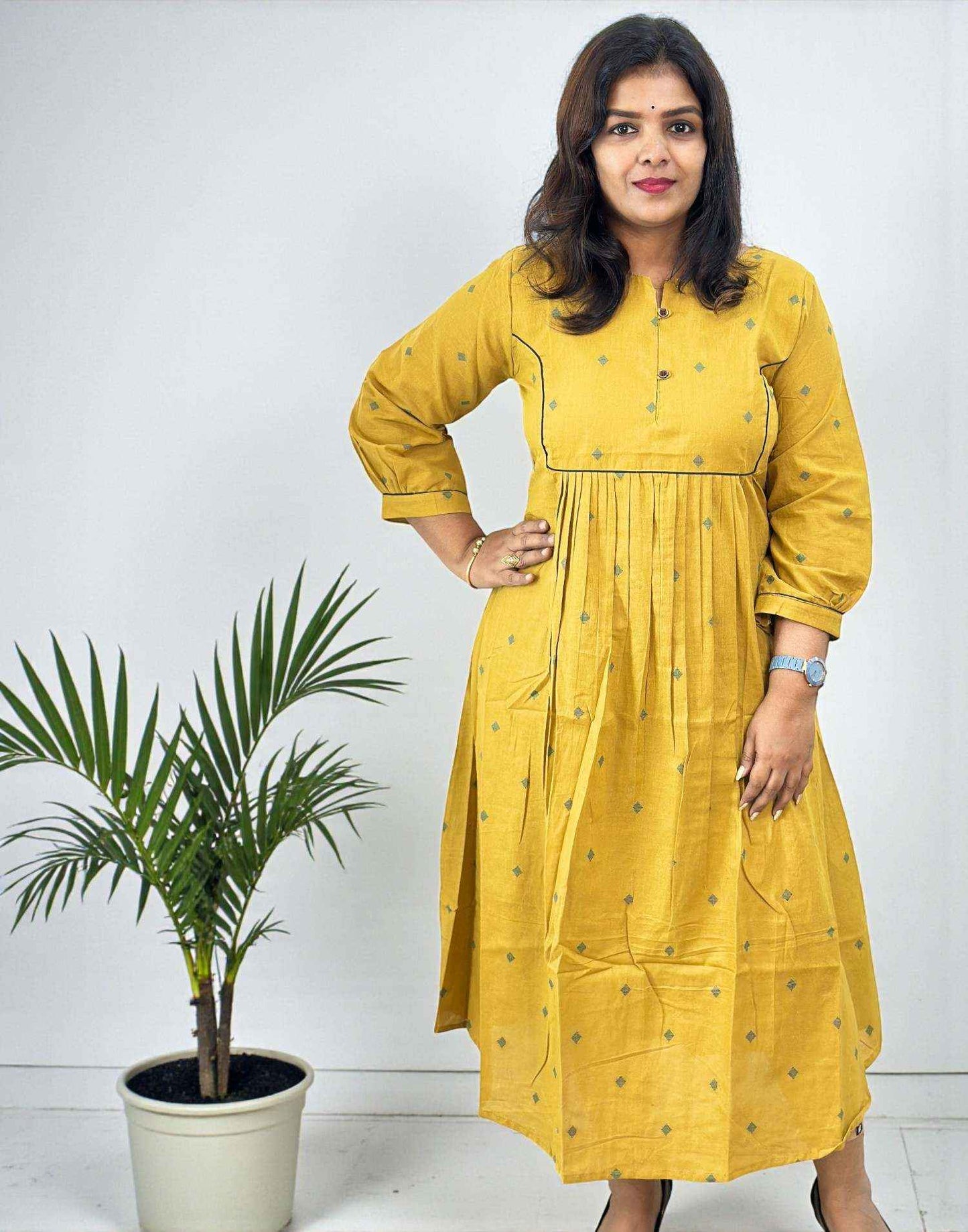 COTTON DRESSES MUSTARD E6755 050226D