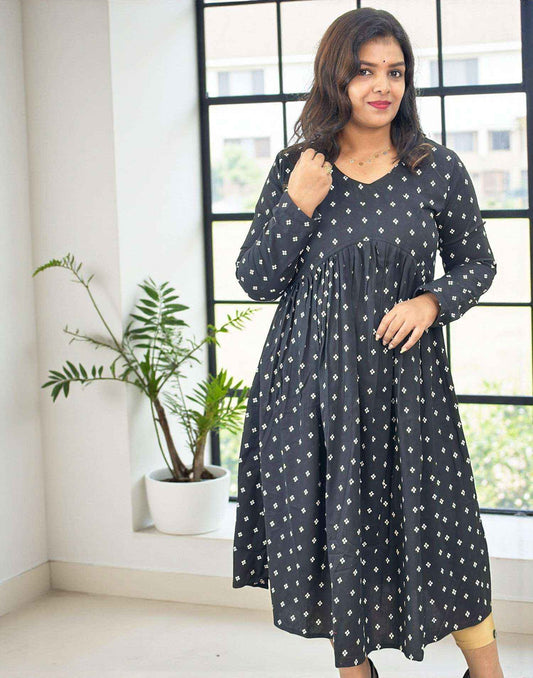 COTTON DRESSES BLACK E6754 190226D - ELENTRA DESIGNS BY NIMI HEINS