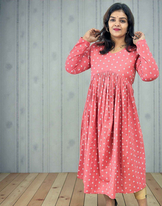 COTTON DRESSES PEACH E6754 190226D - ELENTRA DESIGNS BY NIMI HEINS