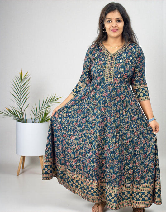 SEMI GOWN PEACOCK GREEN E6714 100226SG - ELENTRA DESIGNS BY NIMI HEINS