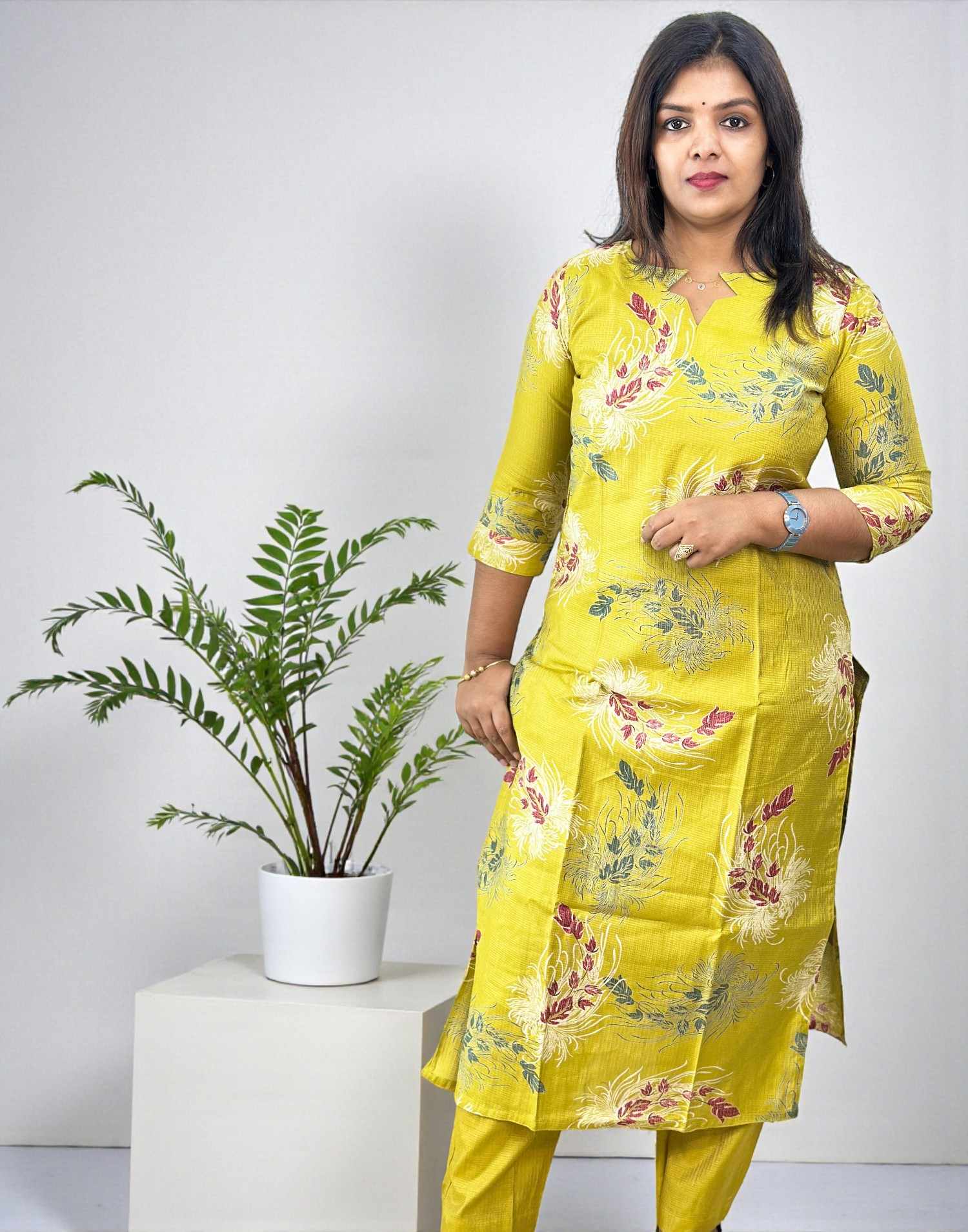 KURTI SET LEMON GREEN E6767 110226KS - ELENTRA DESIGNS BY NIMI HEINS