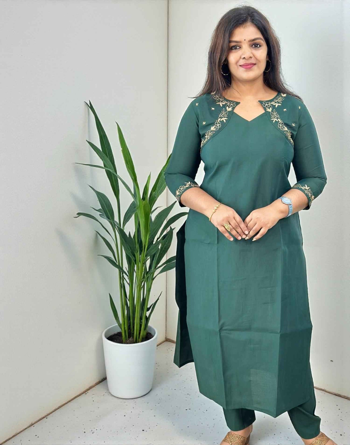 KURTI SET GREEN E6762 110226KS - ELENTRA DESIGNS BY NIMI HEINS