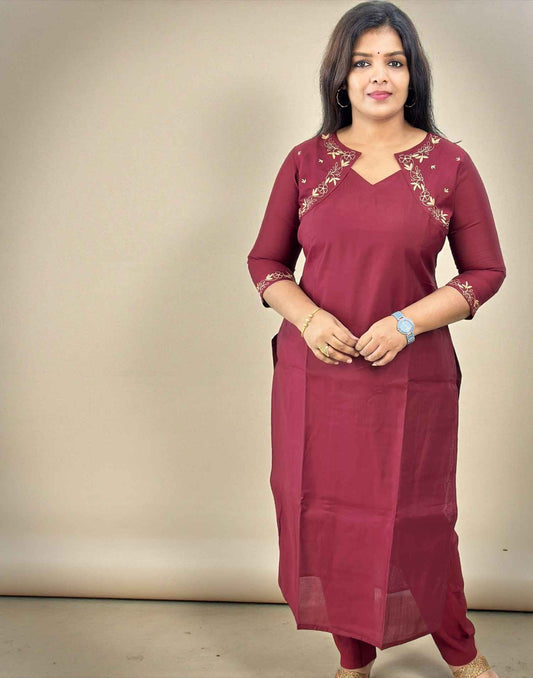 KURTI SET DARK MAROON E6762 110226KS - ELENTRA DESIGNS BY NIMI HEINS