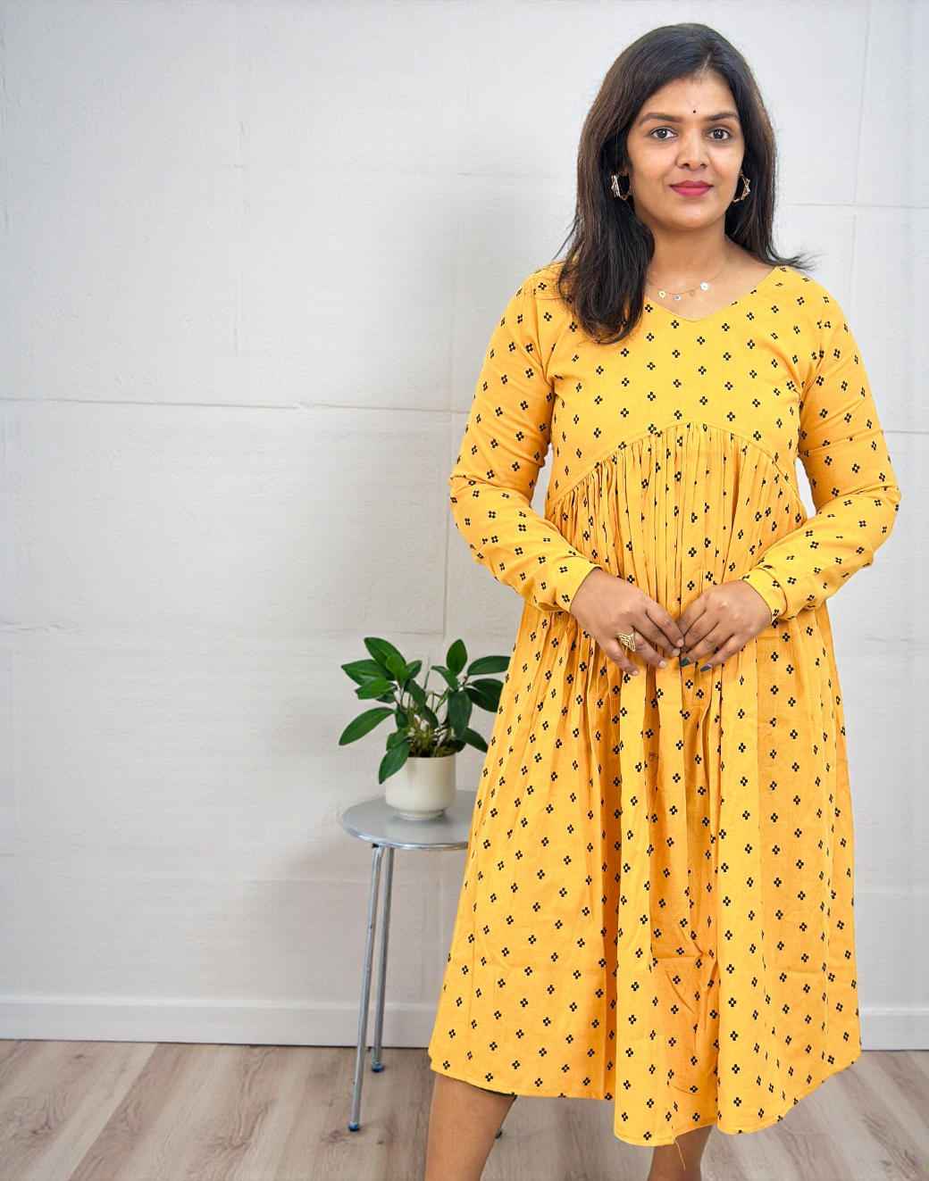 COTTON DRESSES YELLOW E6754 190226D - ELENTRA DESIGNS BY NIMI HEINS