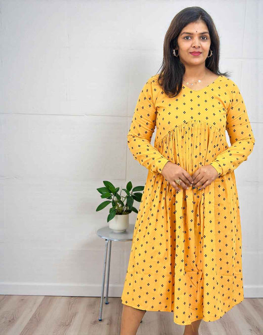 COTTON DRESSES YELLOW E6754 190226D - ELENTRA DESIGNS BY NIMI HEINS
