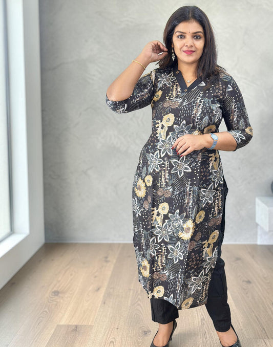 KURTI SET BLACK E6787 270226KS - ELENTRA DESIGNS BY NIMI HEINS