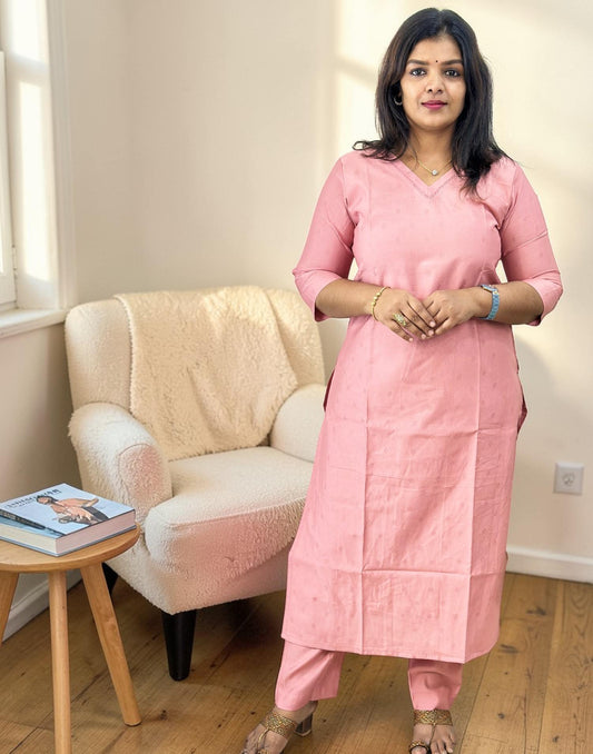 KURTI SET PEACHES PINK E6791 040326KS - ELENTRA DESIGNS BY NIMI HEINS