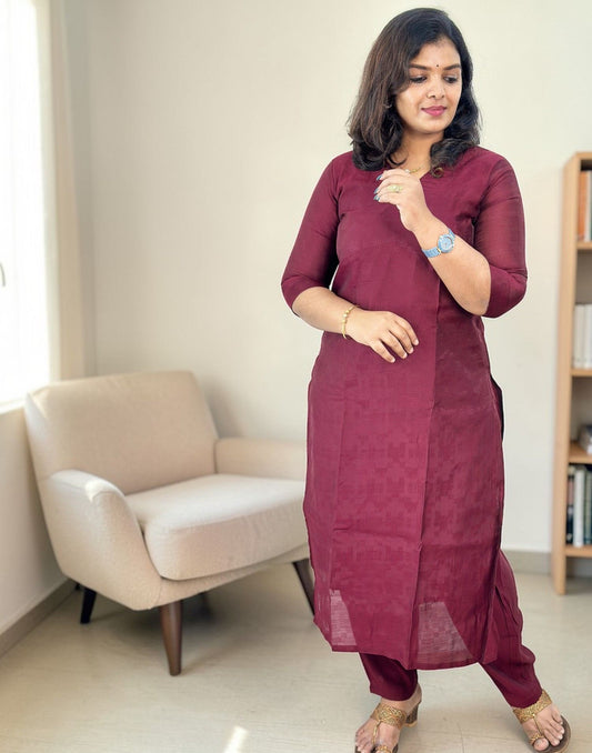KURTI SET MAROON E6801 050326KS - ELENTRA DESIGNS BY NIMI HEINS