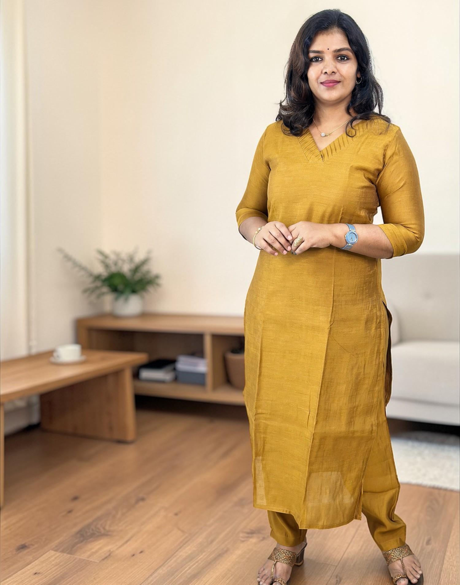 KURTI SET MUSTARD E6801 050326KS - ELENTRA DESIGNS BY NIMI HEINS