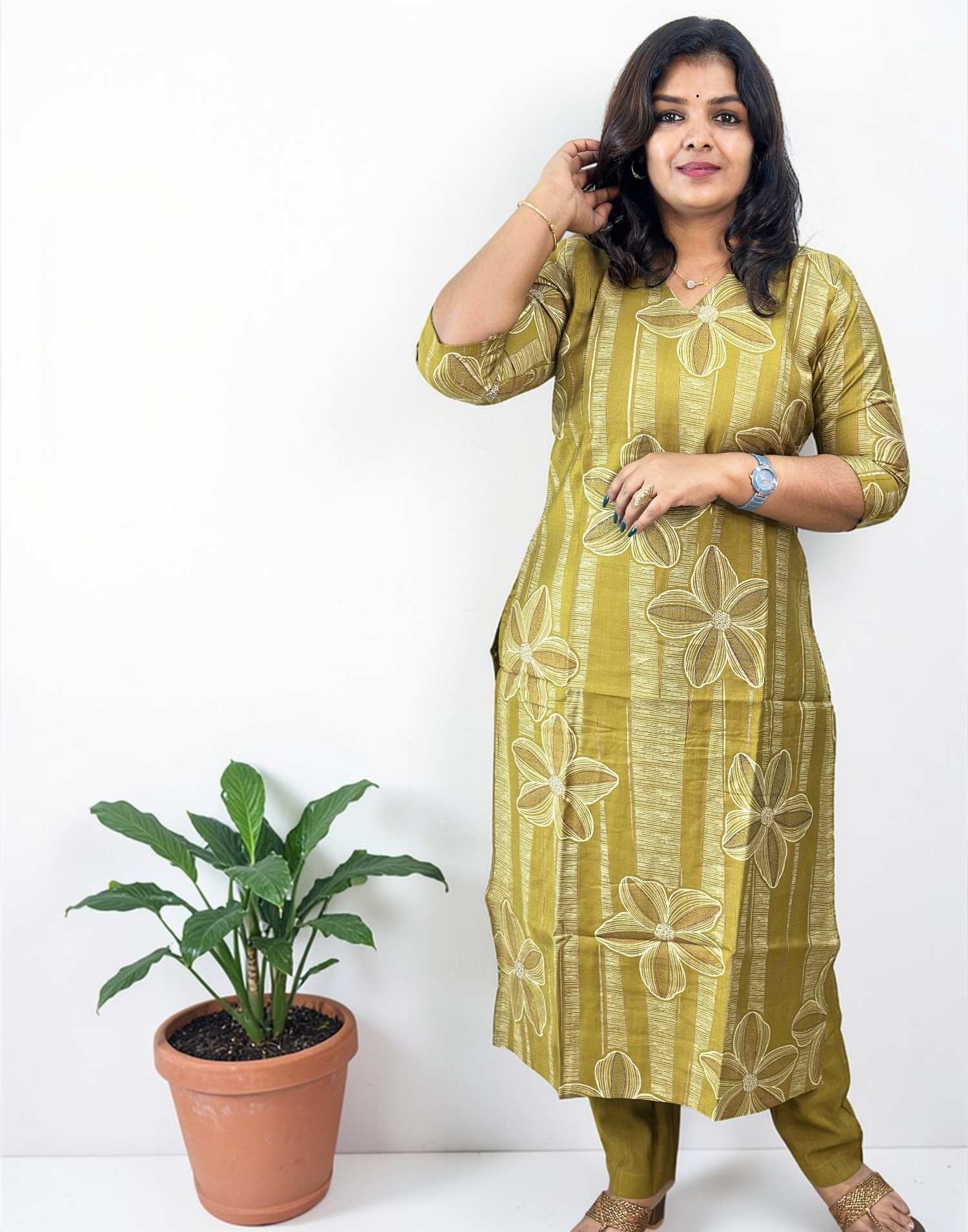 KURTI SET MEHANDI E6789 060326KS - ELENTRA DESIGNS BY NIMI HEINS